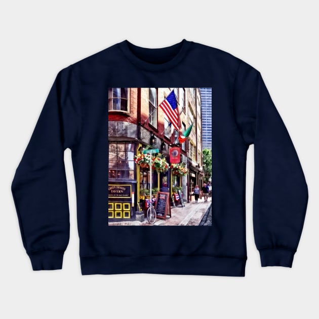 Boston MA - Restaurants on Creek Square Crewneck Sweatshirt by SusanSavad